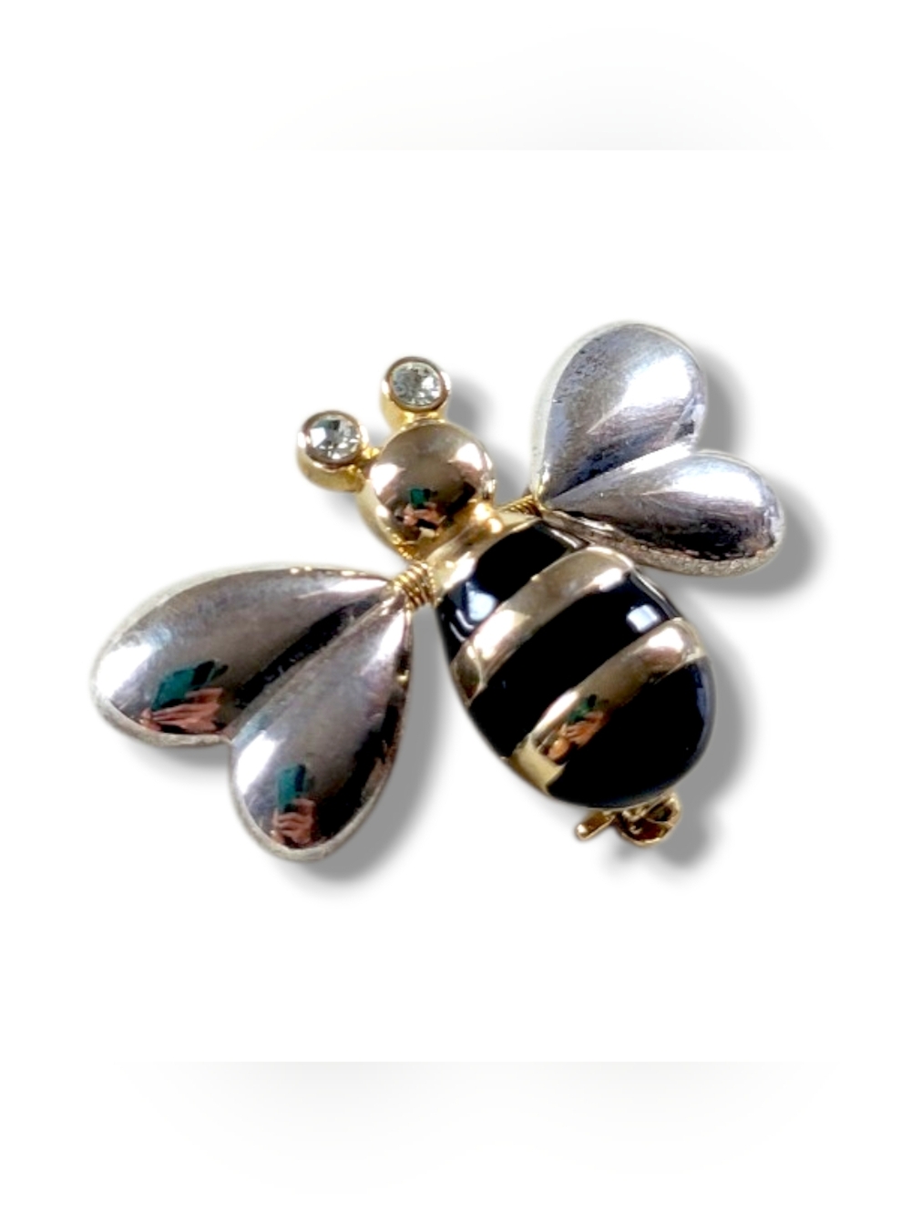 Cute VTG Shiny Gold/Black Movable Bumblebee Brooch Pin - Picture 3 of 9